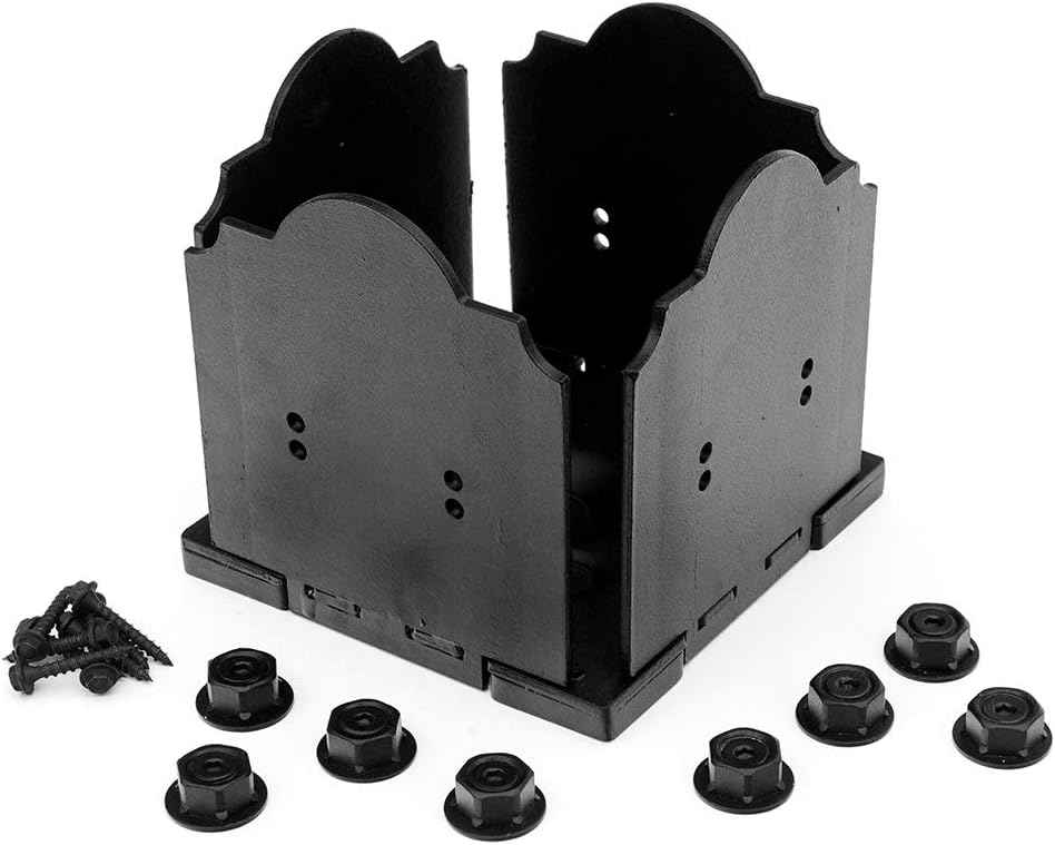 Ozco Laredo Sunset Lite 6x6 Post Base Kit - Galvanized Steel with Decorative Plates & Screws