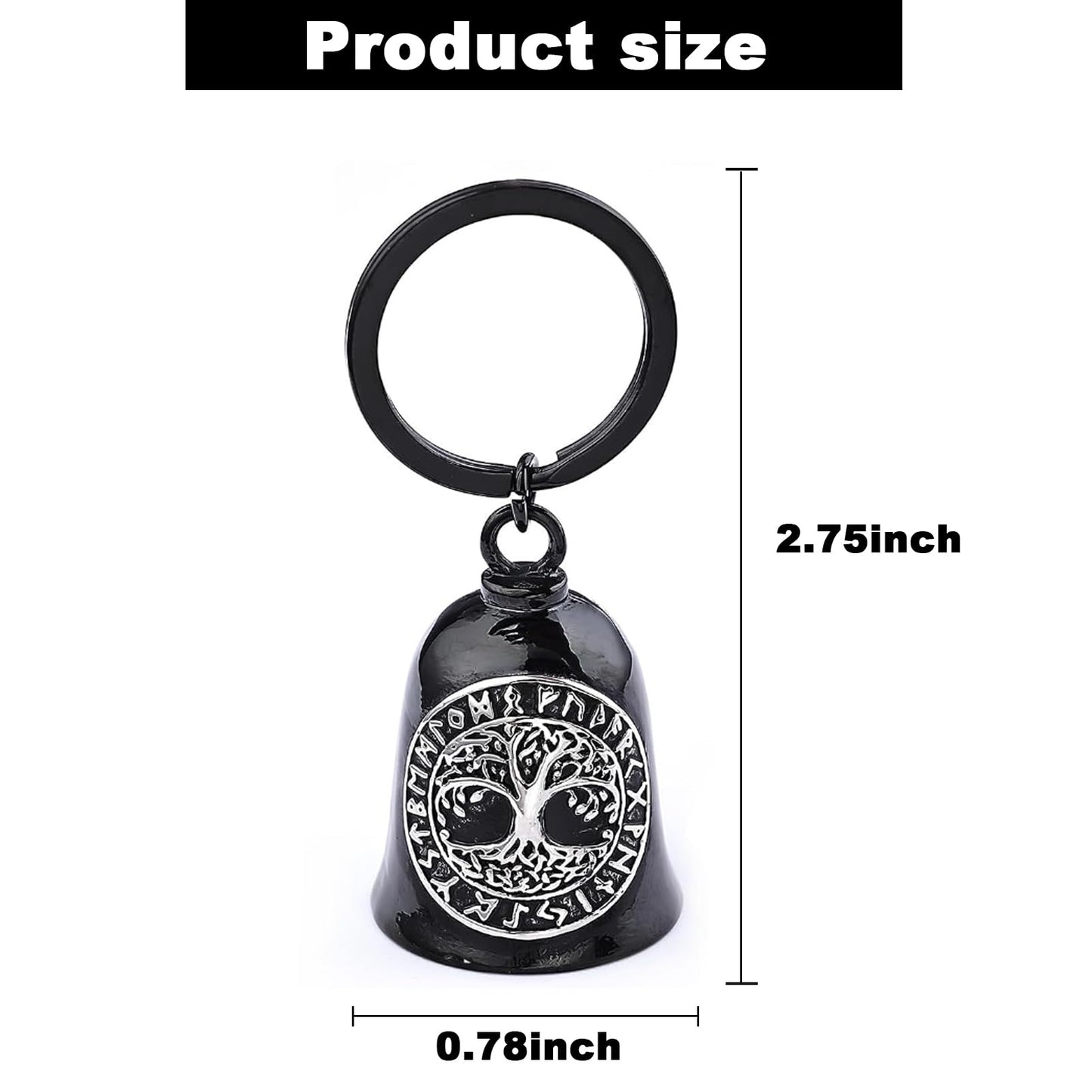 Motorcycle Viking Bell - Motorcycle Angel Bell for Men and Women, Motorcycle Accessories (Black Silver)