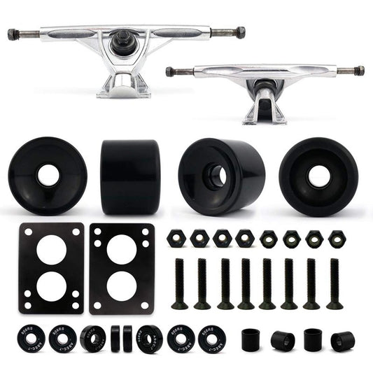 VJ skateshop Longboard Skateboard Combo Package with 70mm Wheels 7inch 180mm Aluminum Trucks, Bearings Hardware Complete Set