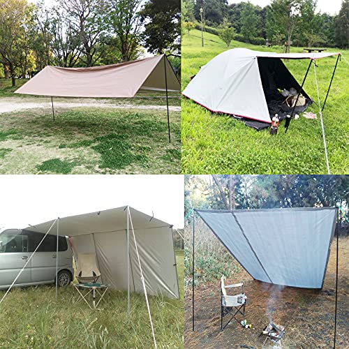 Gray Adjustable Tent Poles Set of 2 for Camping Tarps Canopies with Pegs & Reflective Ropes