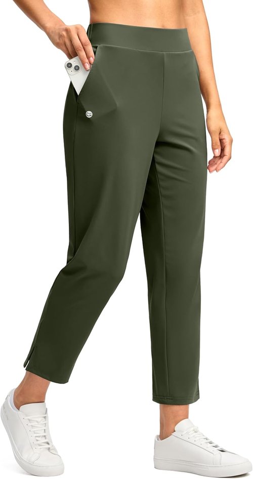 G Gradual Women's Ankle Golf Pants - Stretchy 7/8 Travel Pants with 3 Pockets & Inner Drawstring