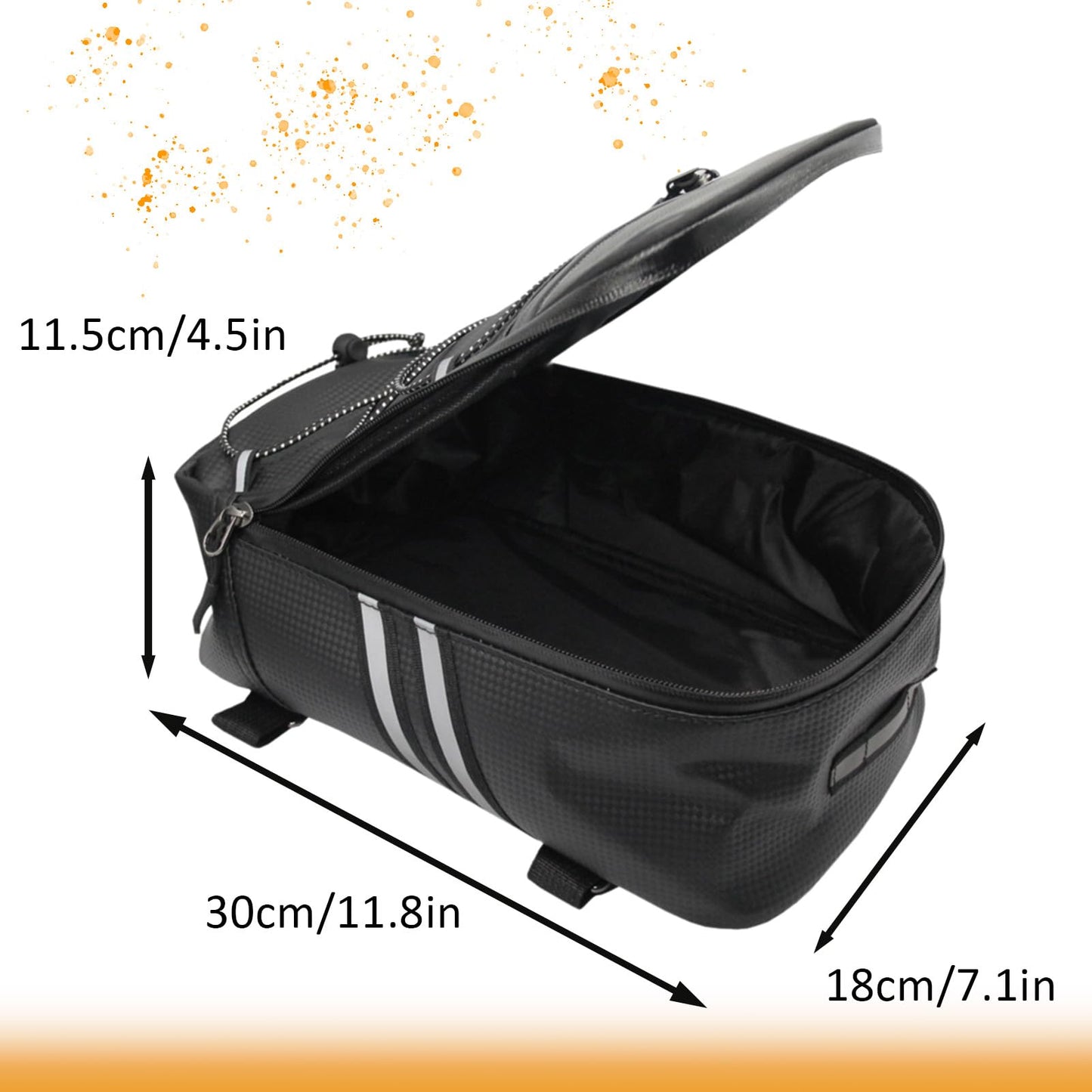 Brrnoo Bike Rack Rear Carrier Bag with Reflective Straps, 9L PU Leather Storage Trunk Bag, Bike Pannier Bike Saddle Bags for Cycling, Mountain Bike and Luggage