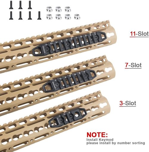 Aecktech Aluminum Rail Section Accessories - Compatible with MMlocks & KKeymods | 3-Slot, 7-Slot, 11-Slot Options