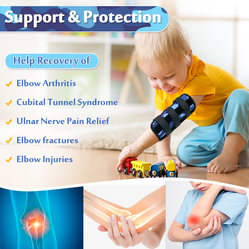 Mybow Pediatric Elbow Immobilizer Night Splint, Elbow Brace Cubital Tunnel Ulnar Nerve Entrapment, Arm Support Splint for Pain Relief, Child Restraint Stabilizer Brace (Small)