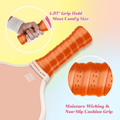 HITTIONA Pickleball Paddles Set of 2 - USAPA Approved Fiberglass Cute Pickleball Paddles Set for Women, Pink Pickleball Paddle with Anti-Slip Grip, 4 Pickleballs, Pickle Ball Paddle for Beginners