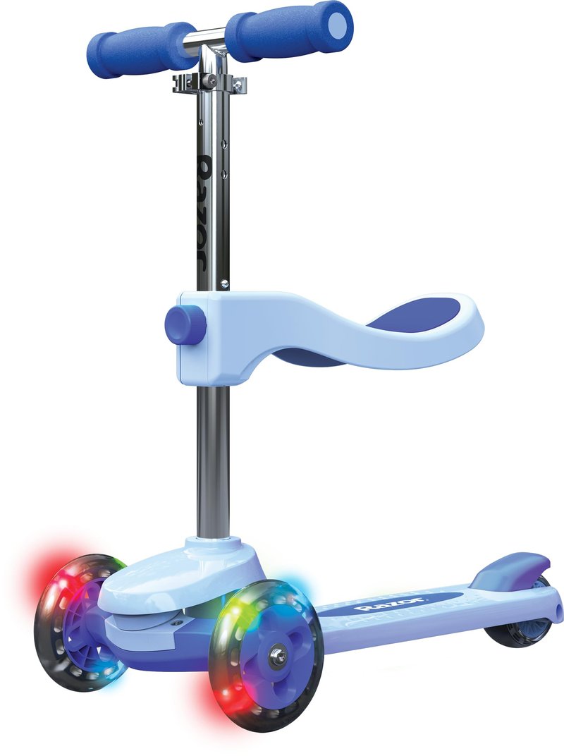 Razor Rollie, 3-Wheel Scooterfor Younger Children, Seated and Stand-UpRiding Options, Light Up Wheels