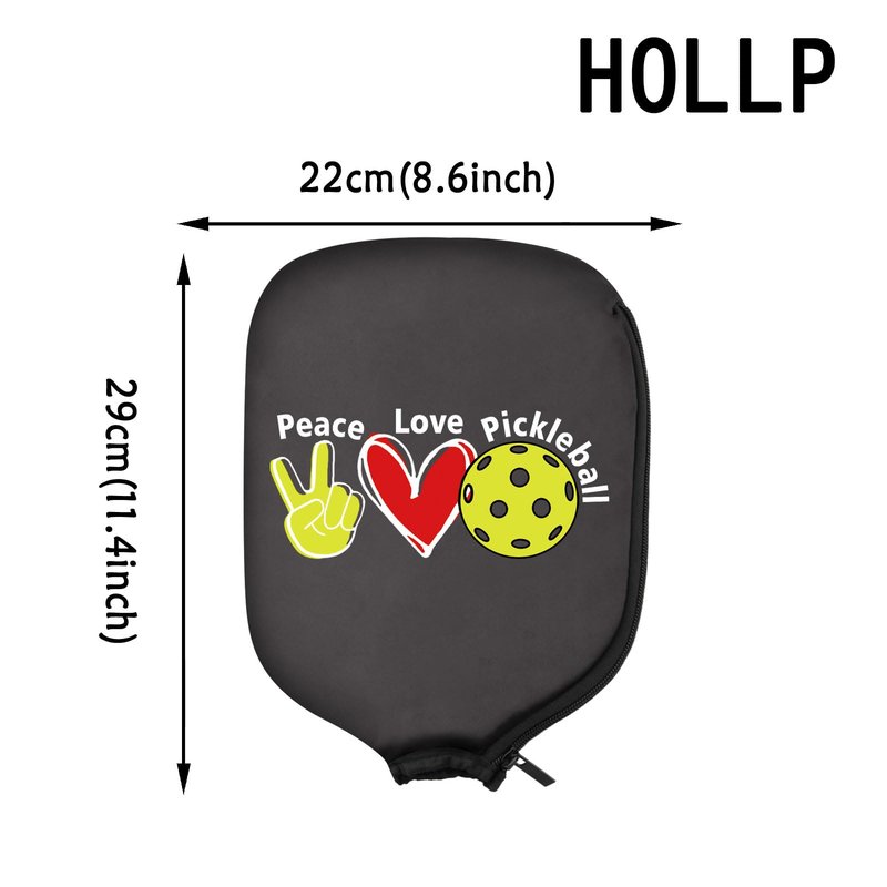 HOLLP 2PC Pickleball Paddle Covers Peace Love Pickleball Pickleball Racket Bag Gift For Pickleball Players (Peace Love Pickleball)