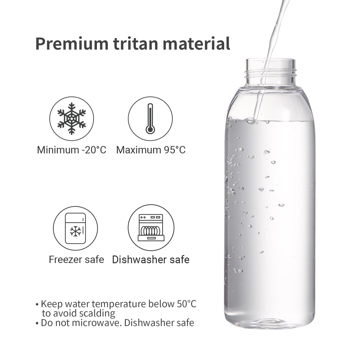 emoi 15oz Kids Water Bottle, Clear Reusable Leak Proof BPA-Free Water Bottles for Boys Girls Men Women Ideal Size for School Travel Hiking Gym Office Ideal for Daily Hydration/Green