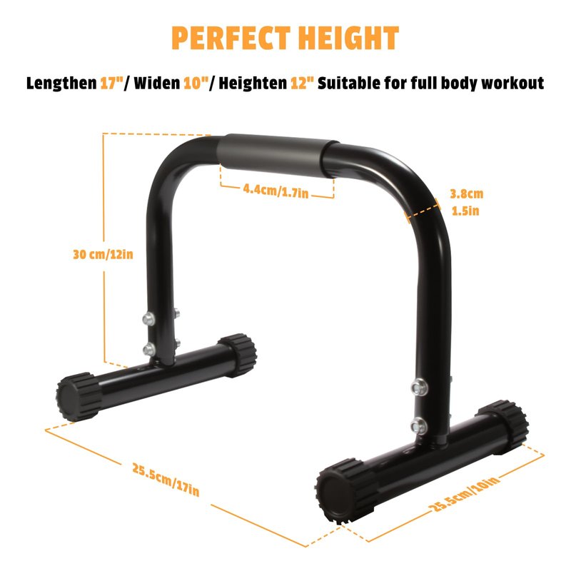 AmazeFan Parallettes Bars, High Steel Push Up Bar Strength Training For Handstands, Calisthenics Bars & Dip Bars, Calisthenic, Push Up Stands Handle for Floor Workouts Calisthenics Equipment ﻿ (Black, 12in)