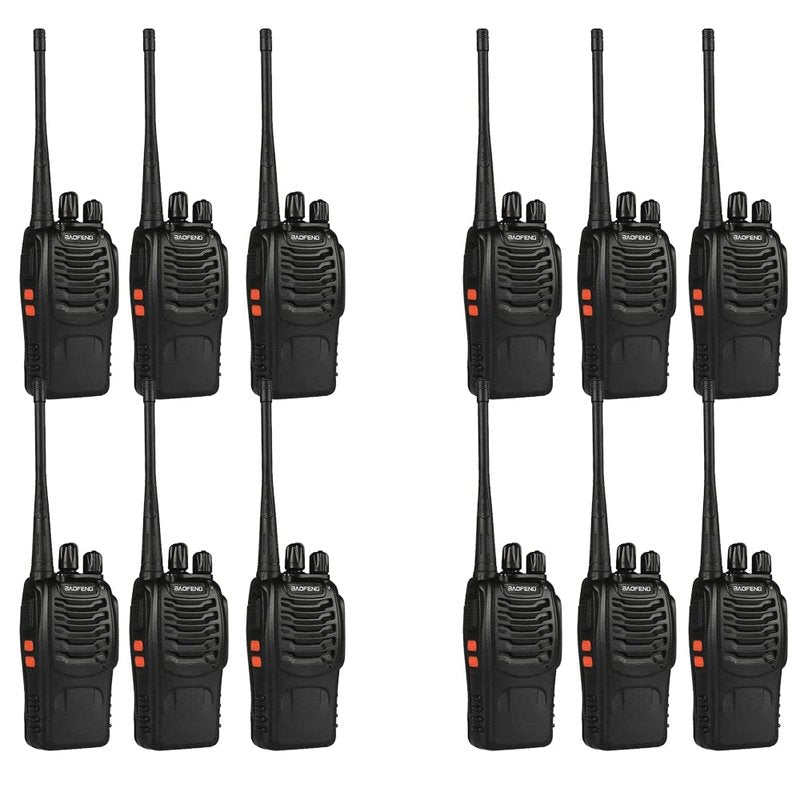 12 Pack BAOFENG BF-888S Walkie Talkies for Adults Long Range Handheld Two-Way Radios Rechargeable with Earpiece Mic,16 Channel Walky Talky with Flashlight for Team, School, Hunting, Skiing