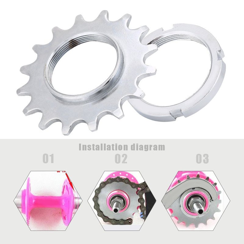 Keenso Fixed Gear Cog, Steel Freewheel Flywheel Single Speed Sprockets Parts for Fixed Gear (16T)