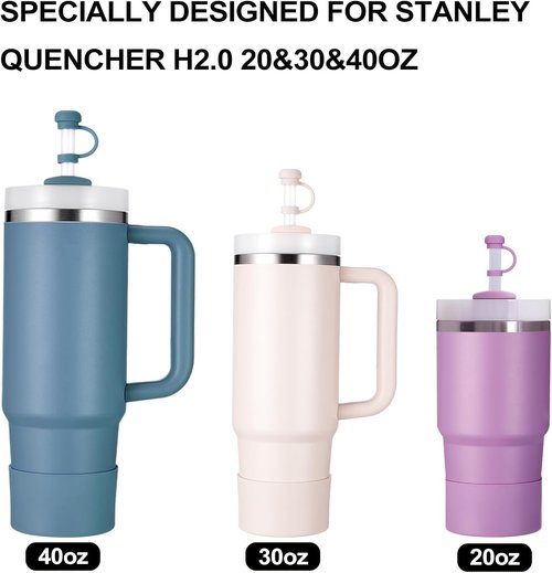 HYZ Silicone Spill Proof Stopper Set - 8 Piece Accessories for Stanley H2.0 Tumblers | Indigo Color