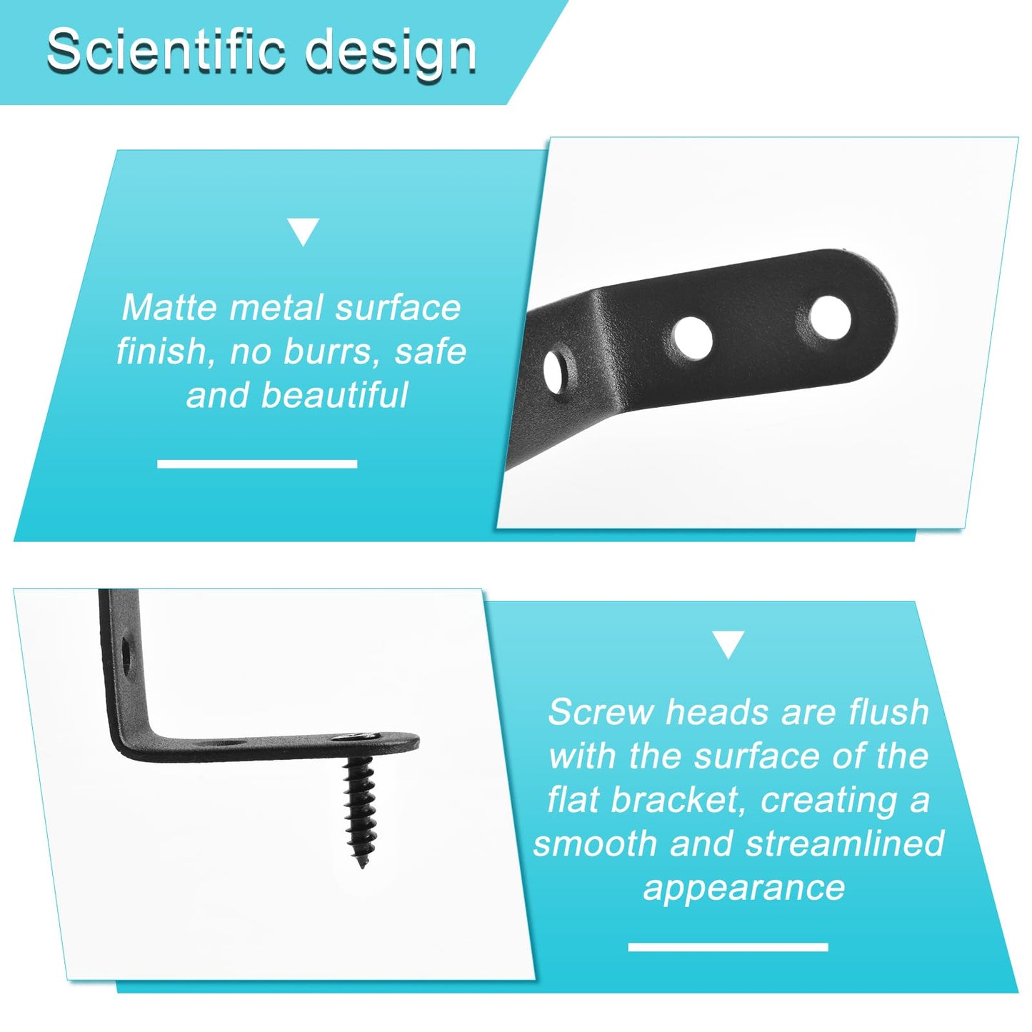 40 Pack L Shaped Corner Bracket Black 90 Degree Right Angle Metal Braces 20mm/25mm/30mm/40mm Mending Repair Plate for Furniture, Cabinets, Chairs