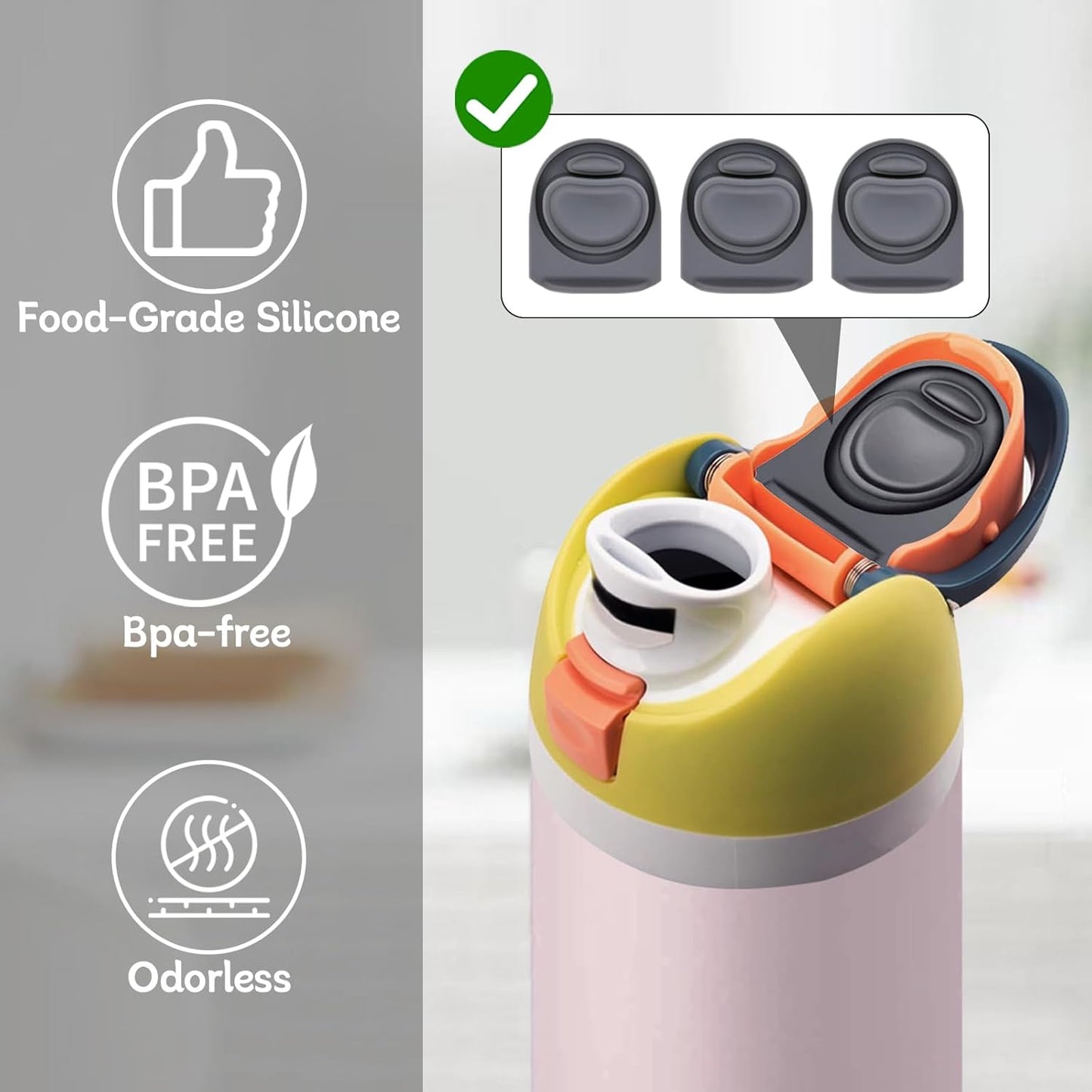 Owala | 3-Pack Replacement Rubber Stopper Seals - Durable Silicone Caps for 16-40oz Water Bottles