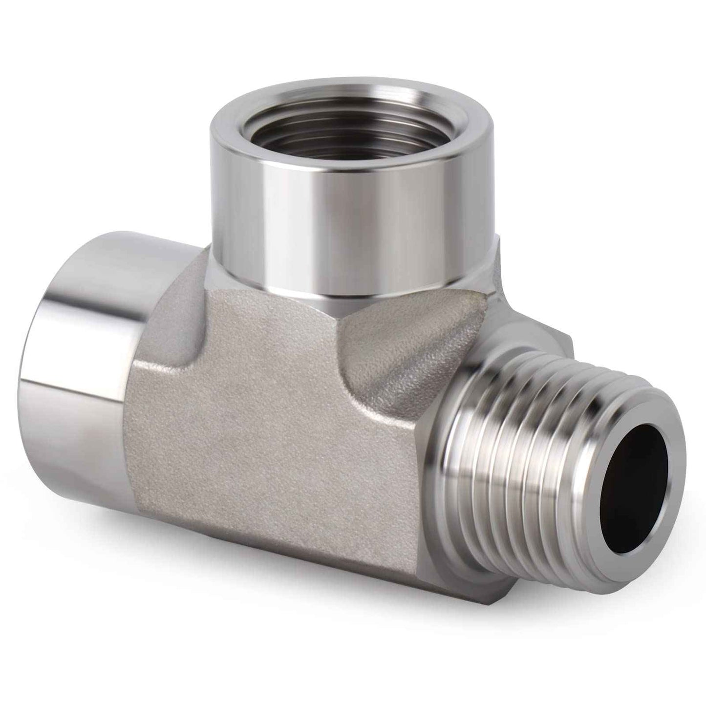 TAISHER 1PCS Forging of 304 Stainless Steel Tee Pipe Fittings, 1/2" NPT Female x 1/2" NPT Female x 1/2" NPT Male Pipe Fittings, Male Run Tee