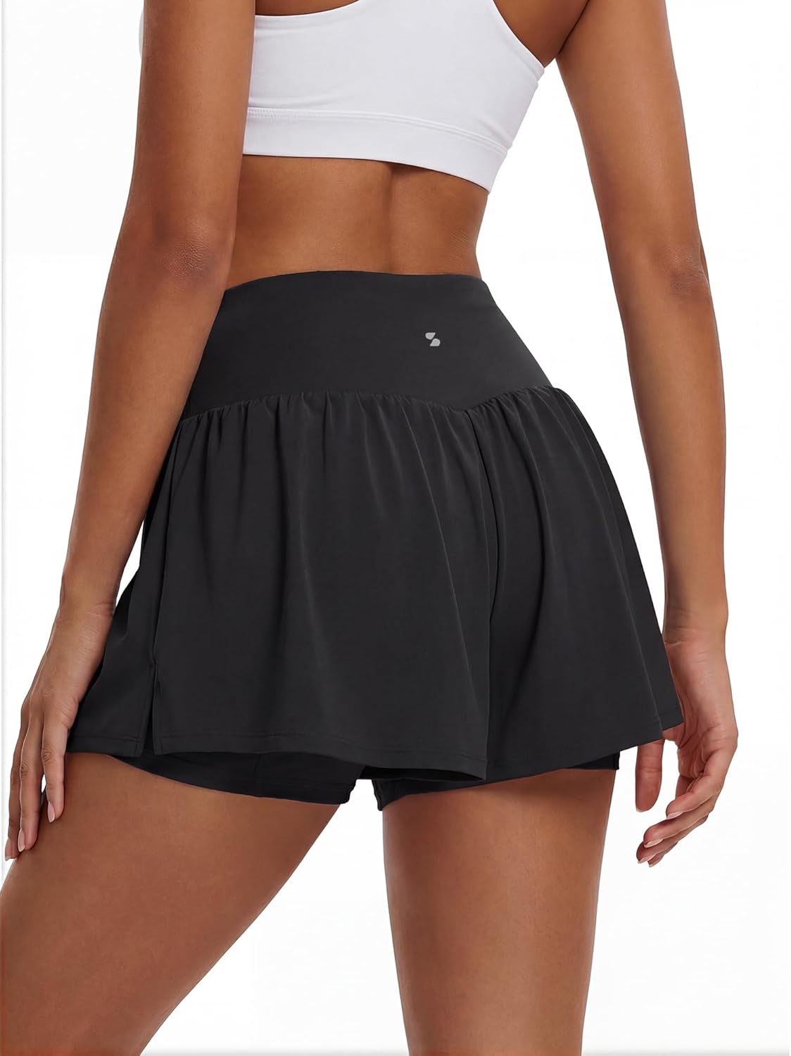 Stelle Women’s 2-in-1 Running Shorts - Flowy High-Waisted Athletic Gym Shorts with Pockets