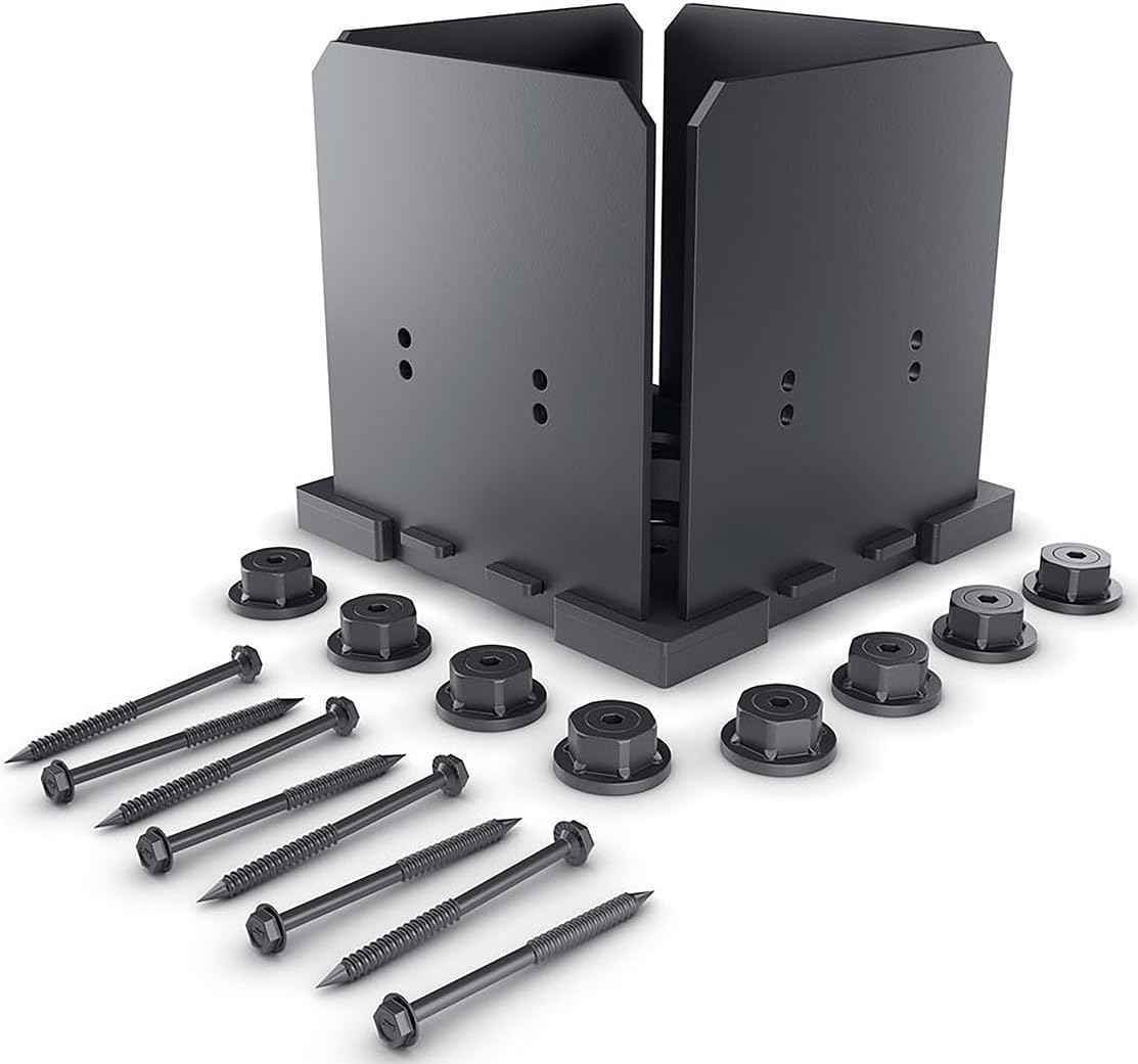 Ozco Laredo Sunset Lite 6x6 Post Base Kit - Galvanized Steel with Decorative Plates & Screws