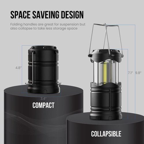 Lichamp LED Camping Lantern - 4 Pack Battery Powered Flashlights | Portable Collapsible Emergency Light for Home & Outdoor Use
