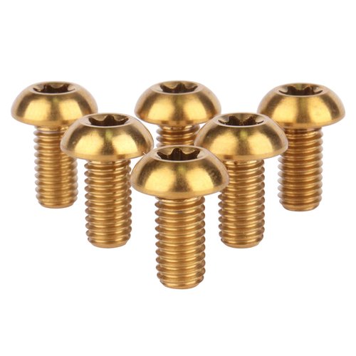 UHDFBDHF 6PCS Titanium Bike Screw M5x10mm Bicycle Disc Brakes Rotor Bolts Torx T25 Head (Gold)