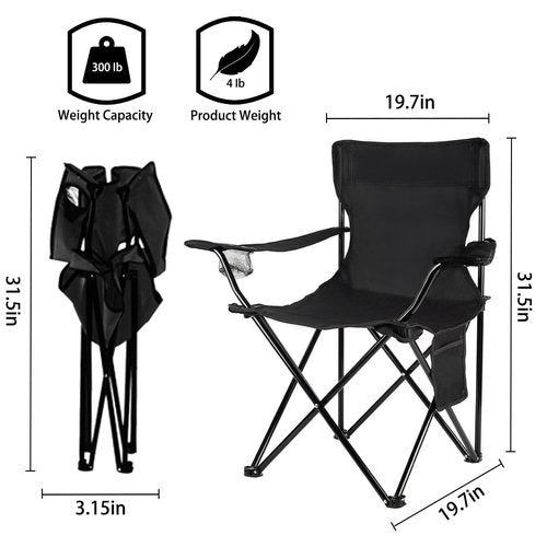 Damei century Folding Camping Chairs- Lightweight, Portable Chair for Beach, Lawn, Outdoor Sports, 2PCS Black