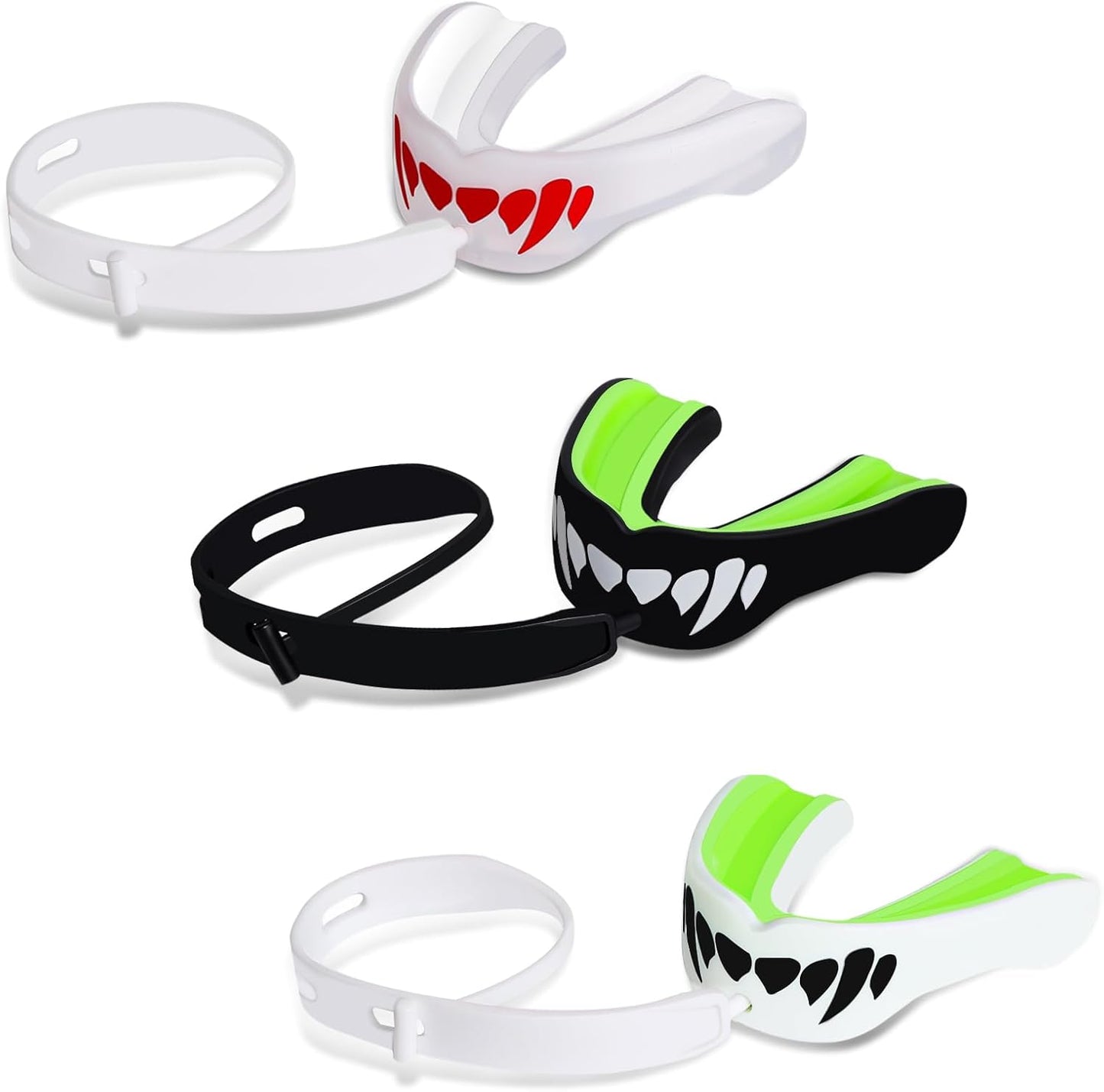 MENOLY Kids Youth Mouth Guard - 3 Packs with Strap for Football, Boxing, Lacrosse & More | Ages 6-12