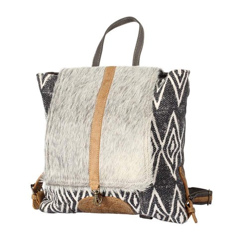 Myra Bag Grizzle Cowhide & Upcycled Canvas Backpack S-1205