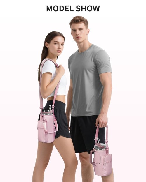 sportsnew Magnetic Gym Bag for Women Men, Water Bottle Carrier Holder with Strap & Phone Pockets for 40oz Tumbler with Handle, 4 Built-in Magnets Small Gym Bag for Sports, Workout, Fitness, Walking
