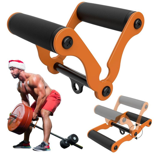 veimia V Bar T-Bar Row Landmine Handle Attachment for Barbell Bars, Solid Mine Double D Row Handle Grips with Non-Slip Rubber Grips, T-Row Attachment for Olympic Strength Training Bars,Orange