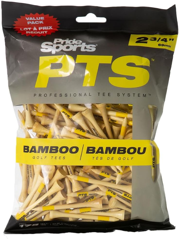 PrideSports Bamboo Golf Tees - 100 Count, 2-3/4 Inch | Ideal for Drivers & Woods, #1 Tour Tee Brand