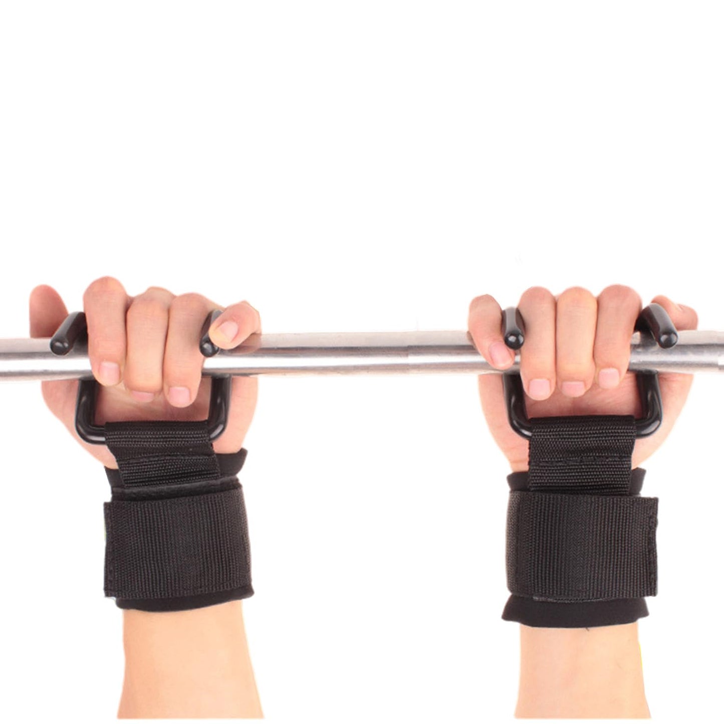 HIZEFSOO 2PCS Weight Lifting Rod Hooks, Heavy Duty Reinforced Metal Weightlifting Hooks with Wrist Straps for Men and Women Deadlift Straps Gloves for Gym Training Hand Grip Support Wrist Strap