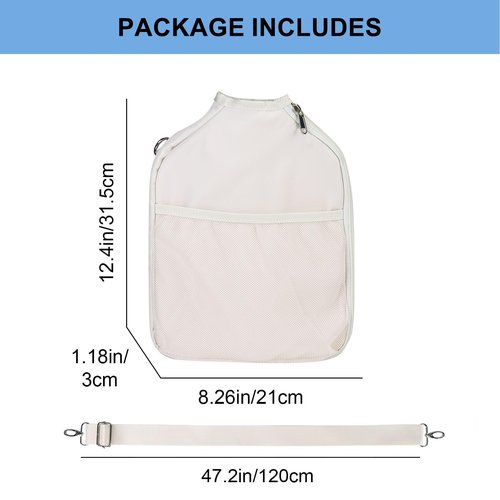 LAKE OF FIRE Pickleball Paddle Cover Crossbody Bag with Adjustable Strap Pickle ball Sling Bag Lightweight Pickleball Gifts for Men and Women White