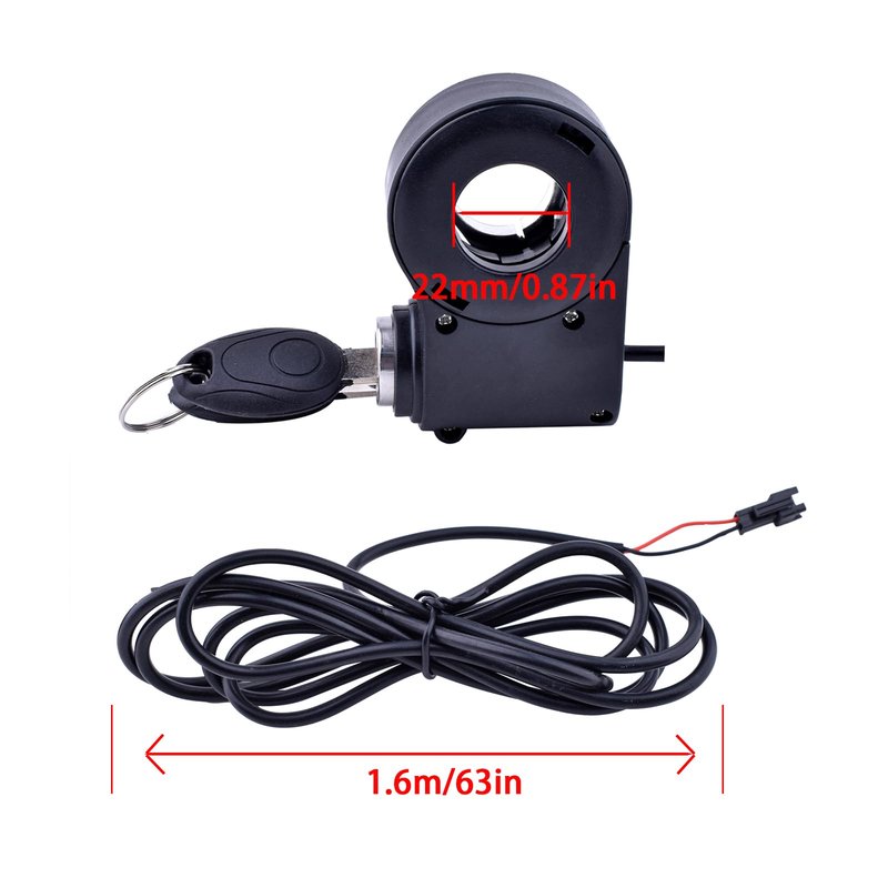 Universal Bike Key Ignition 12V-96V Ebike Ignition Switch with Key Superior Anti-Theft Electric Scooter Key Switch 2 Wires Electric Scooter Ignition Lock Key Switch Scooter Key Ignition Replacement
