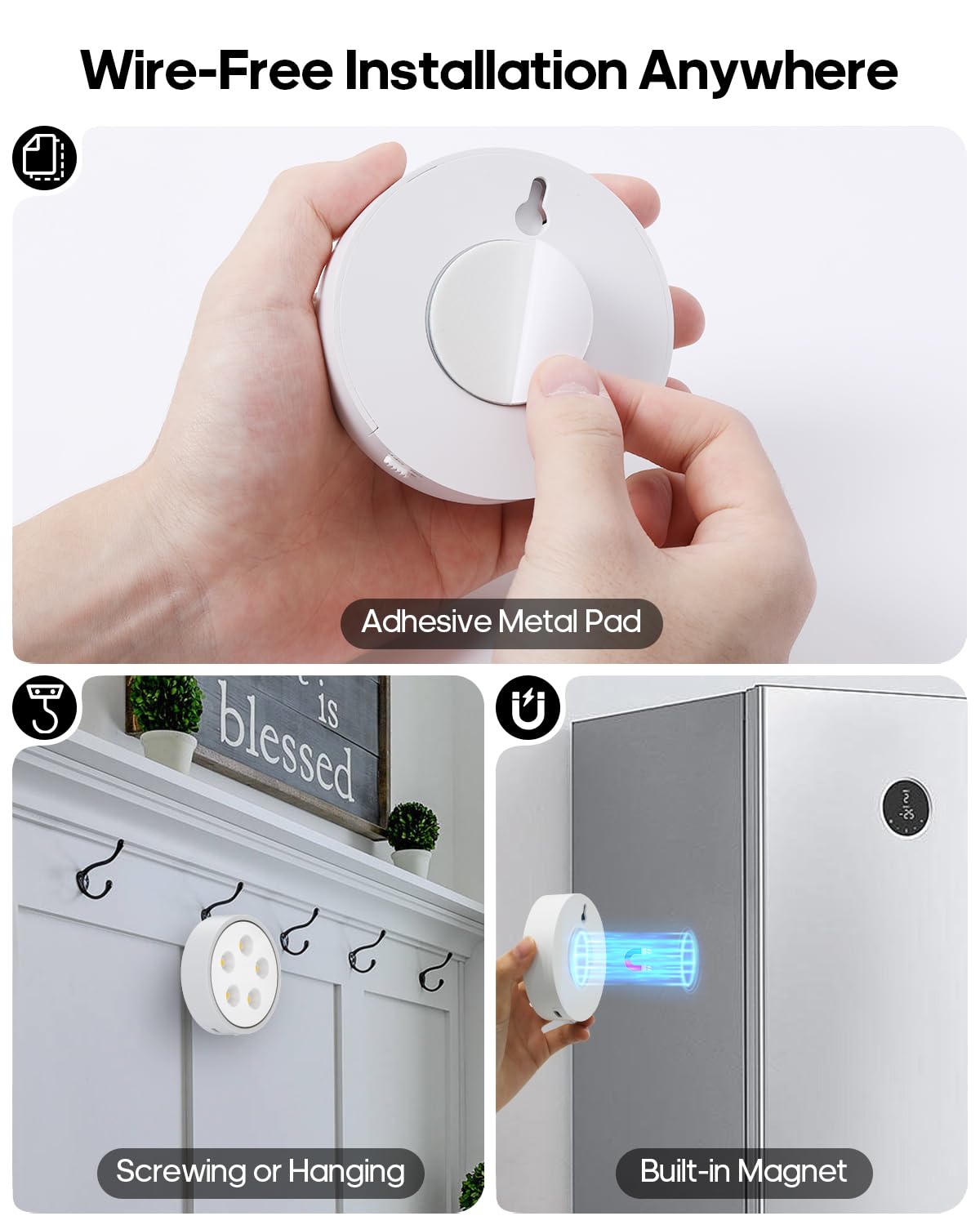 Puck Lights with Remote Control,Under Cabinet Lighting Magnetic,LED Closet Lights Rechargeable,Dimming Tap Light, Stick on Lights, for Closet, Bedroom Wall, Under Cabinet(Warm Color)2 Pack