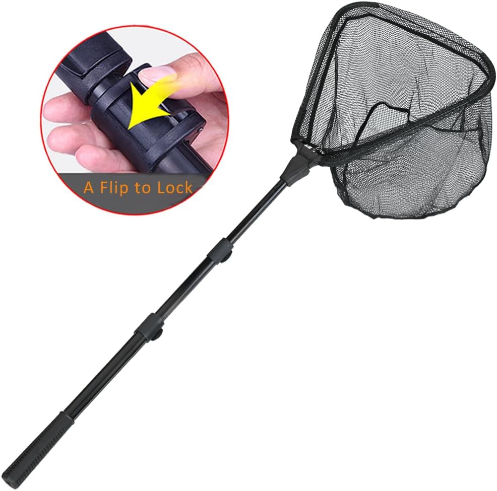 RESTCLOUD Fishing Landing Net - Telescoping Pole Handle, Extends 40-63 Inches | Ideal for Freshwater Fishing