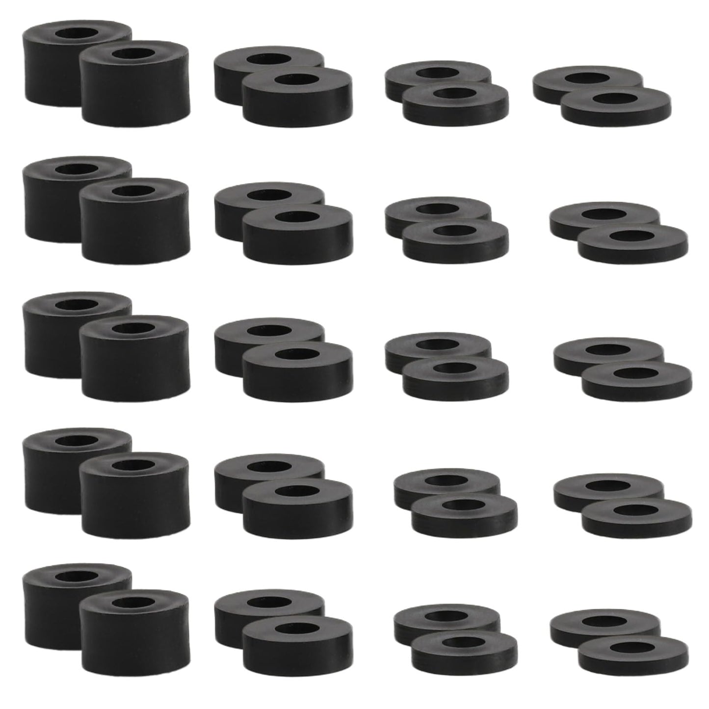 LOGJAM 40 Pcs 4 Sizes Rubber Spacers Washers, Round Solid Rubber Bushings, Bolts Isolation Pads