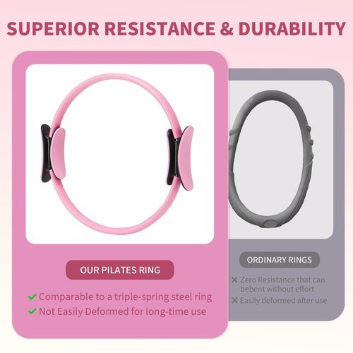FITOUNOS Pilates Ring Set for Women, Home Workout Pilates Equipment with Resistance Bands, 14'' Magic Circle, Mini Ball, Pilates Starter Kit for Strength (Pink)