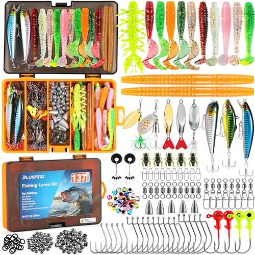 137-Piece Fishing Tackle Box Kit with Lures, Hooks & Accessories