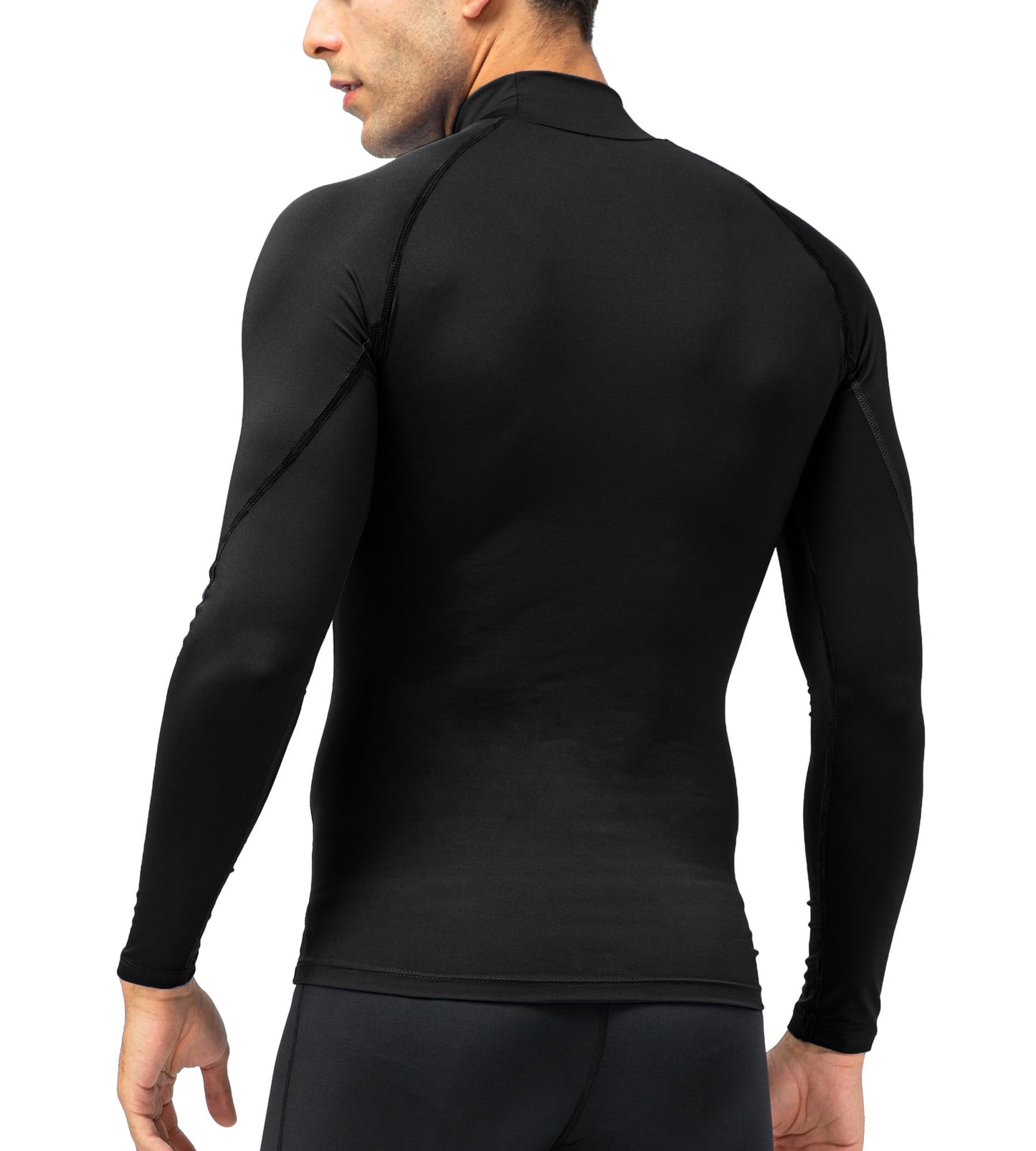 OVIYEGAIN Black Compression Shirt Men Long Sleeve Turtleneck Base Layer Tops Athletic Dry Fit Sports Running Gym Undershirts