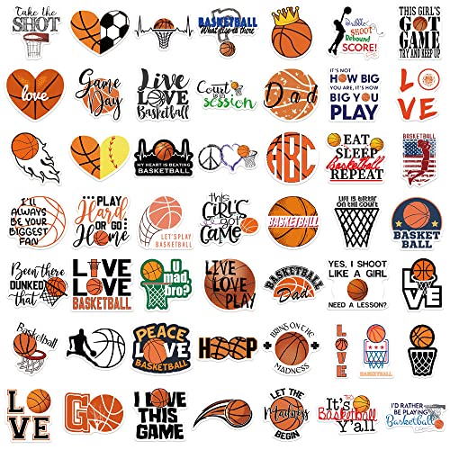 50-Piece Waterproof Vinyl Sticker Set - Basketball Theme Decals