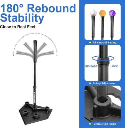 Eastgoing Heavy Duty Baseball Batting Tee - Adjustable 5-Position Design for All Ages | Portable Softball Hitting Tee