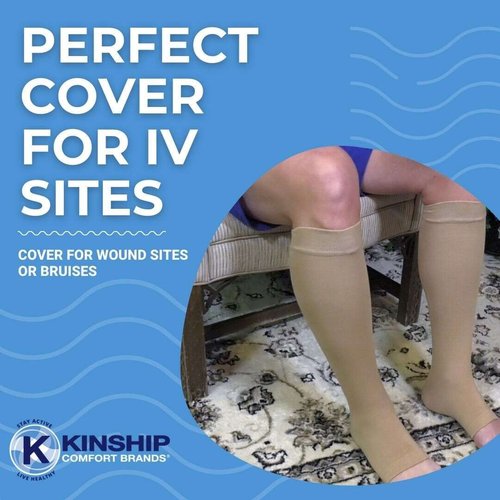 Kinship Comfort Brands Leg Protector Sleeves for Elderly Thin Skin, Sun Protection, Men and Women, Toeless Socks, 2 Pair