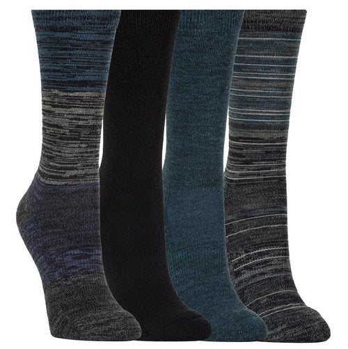 KIRKLAND Signature Ladies' Extra-Fine Merino Wool Crew Socks, Blue, 4 Pairs
