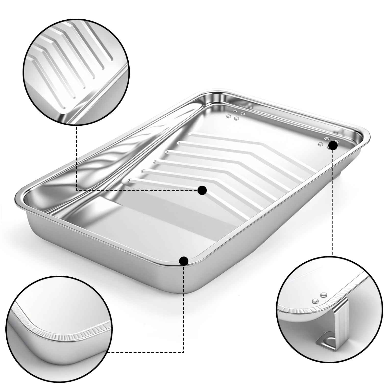 Jucoan 9 Inch Paint Tray and Liners Set, 20 Pcs Plastic Paint Tray Liners and 1 Pc Metal Paint Roller Tray, Easy to Clean Paint Pan with Disposable Paint Pan Liners for for DIY Home Wall Painting