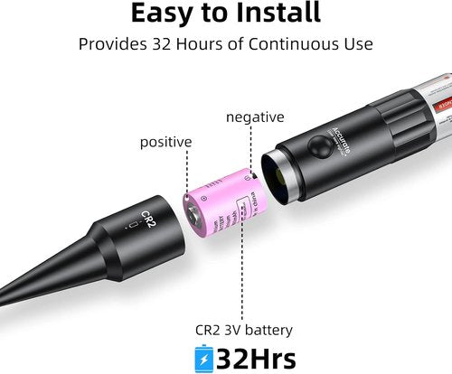 EZshoot Bore Sight Kit - Bright Green/Red Dot Bore Sighter with Easy Big Button Switch | Fits .17 to 12GA Caliber