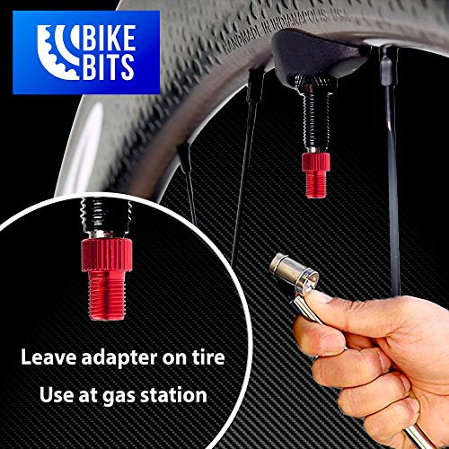Presta Valve Adapter - Convert Presta to Schrader - Red