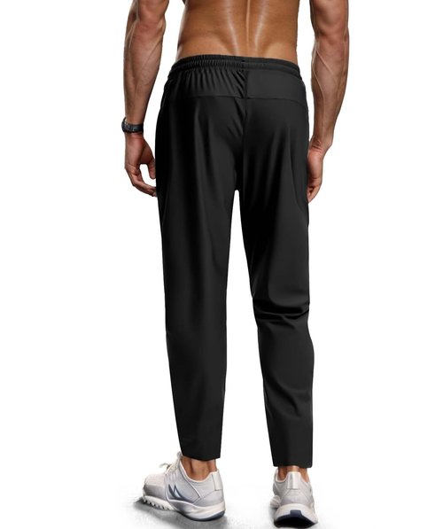 Hidkat Men's Hiking Pants Quick-Dry Lightweight Sweatpants Outdoor Fishing Pants Water Resistant with Zipper Pockets Black