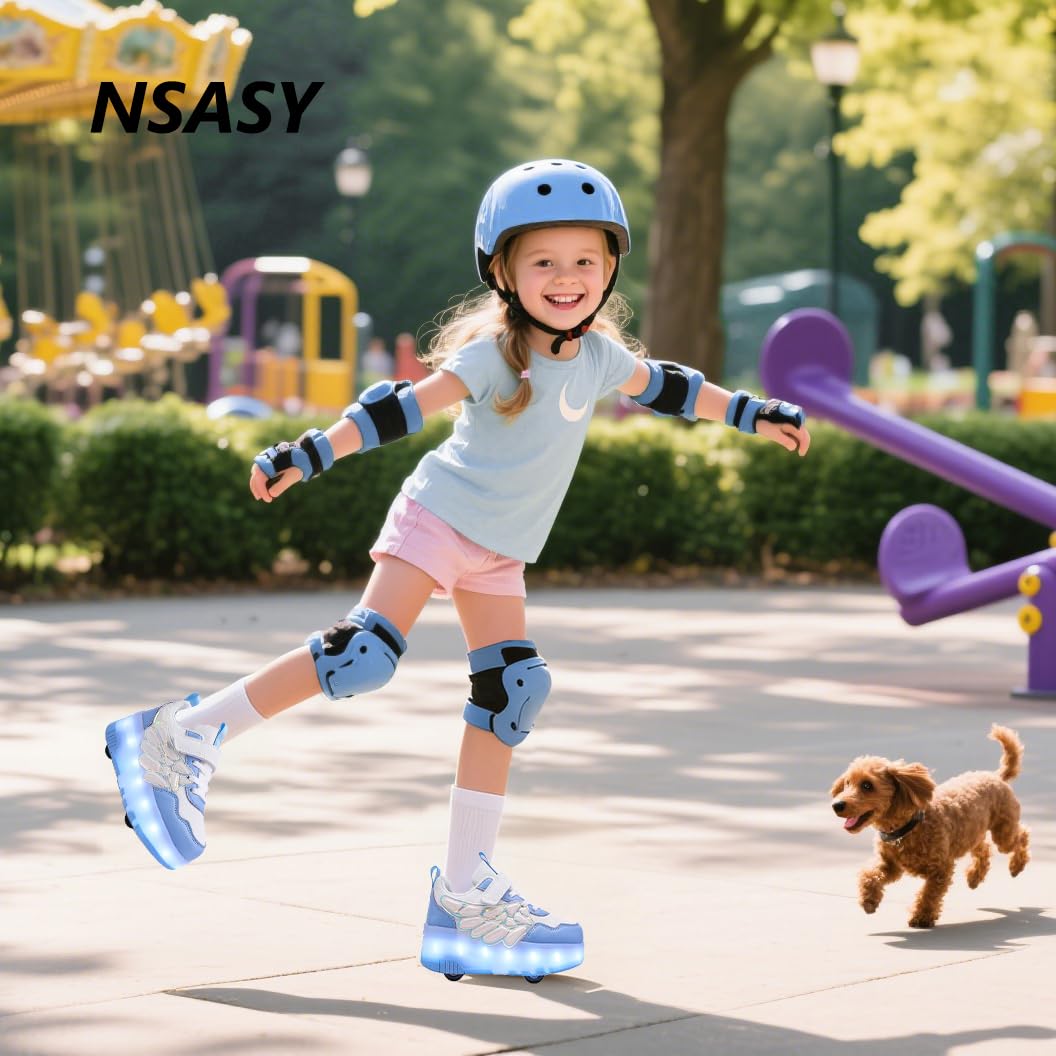 Nsasy Kids Roller Shoes Boy Girl Sneakers with Wheels Become Sport Sneaker with Led for Christmas Birthday Children Show Gift