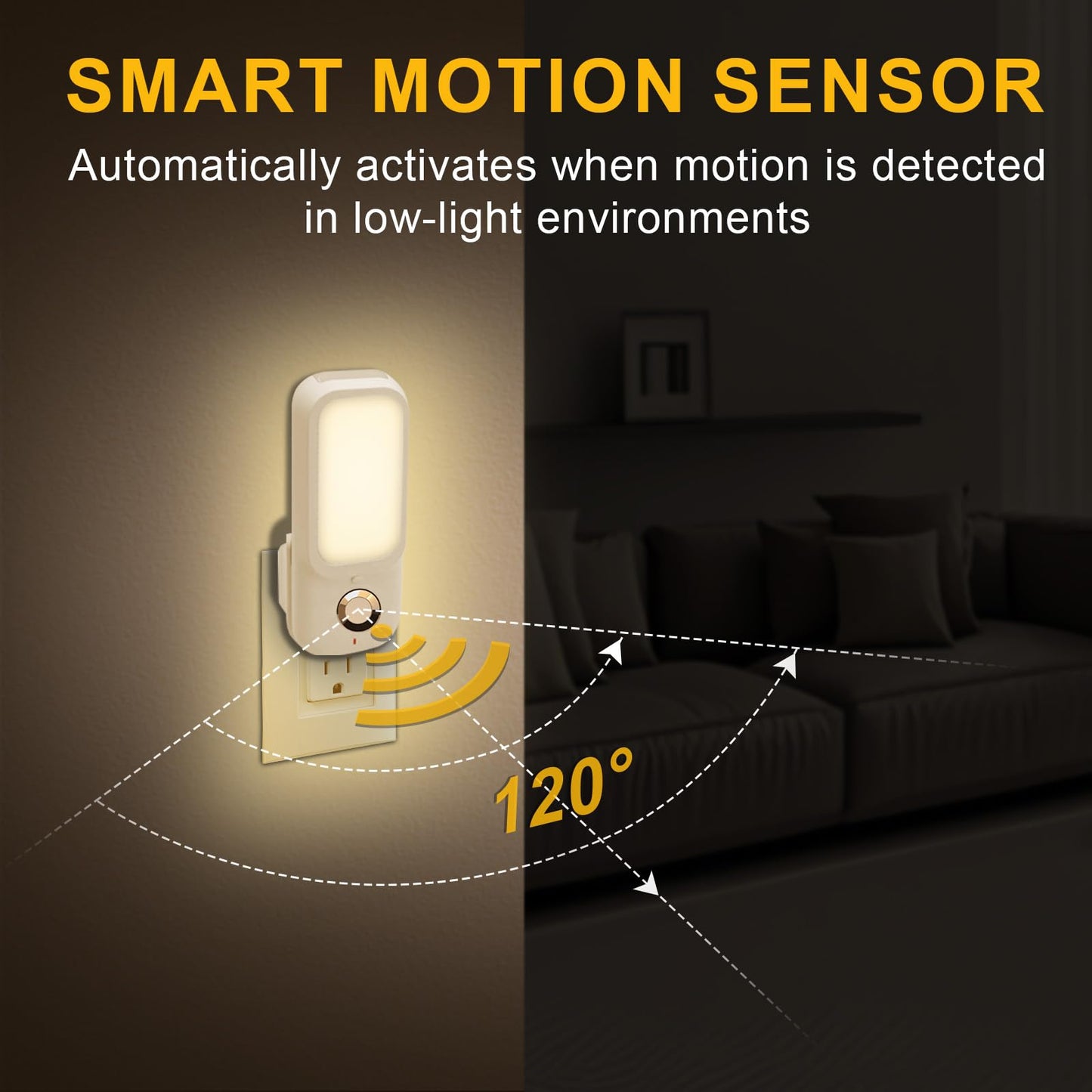 Breeker Motion Sensor Night Light with Flashlight, Night Lights Plug into Wall with Dusk to Dawn Motion Sensor, Soft Warm White, Adjustable Brightness for Bedroom, Stairs, Hallway