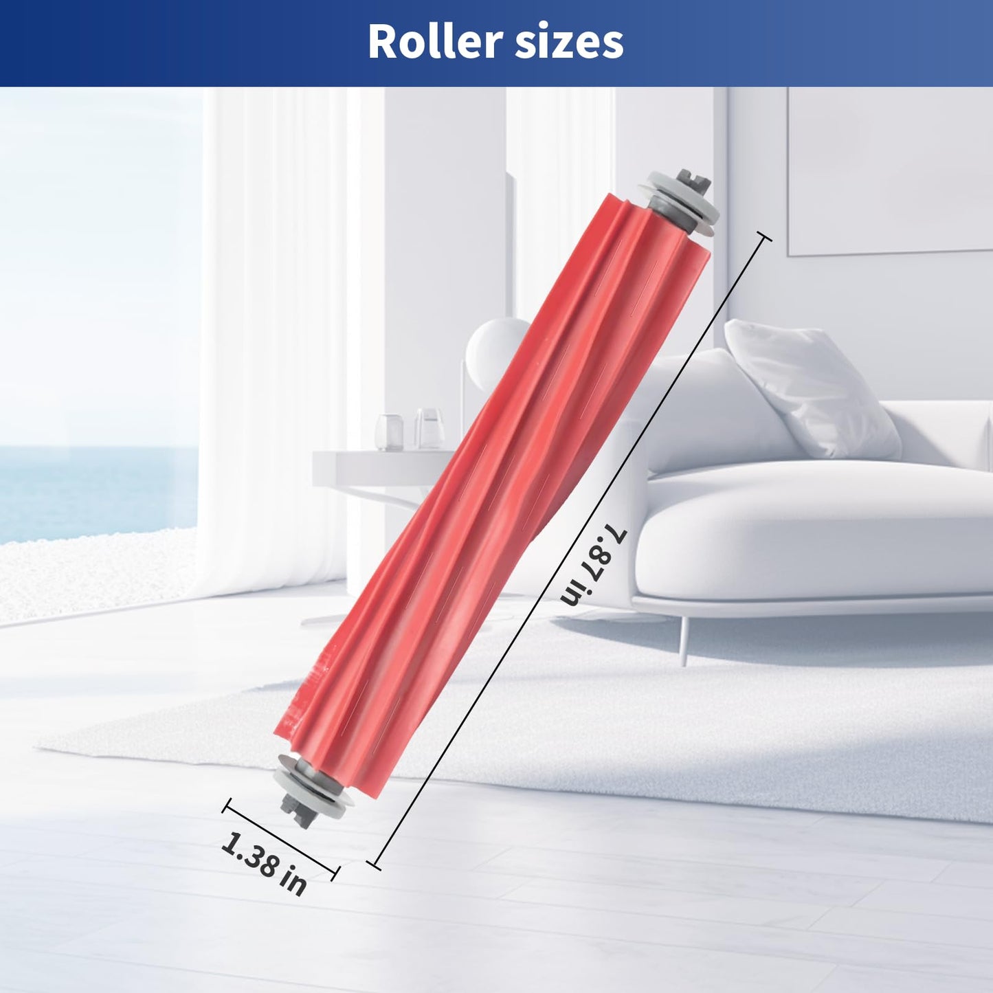 AKUSCON Roller Brush Replacement for Roborock S7, Q7 Series, MaxV Plus, Q Revo Robotic Vacuum - 4 Rubber Main Roller Brushes