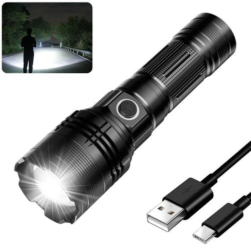 E-SHIDAI Rechargeable Flashlight, Tactical Flashlights 10000 High Lumens, USB C Bright Flashlights, Handheld LED Flashlight Rechargeable 5 Modes for Home,Camping, Police, etc